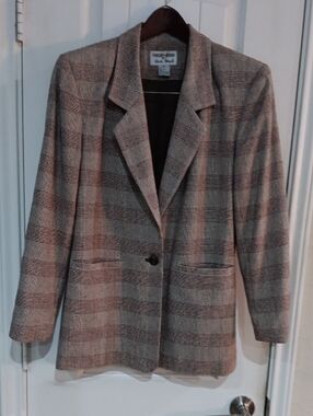 Focus 2000 by Charles Glueck 100% Silk Prince of Wales Check Blazer  Sz 6